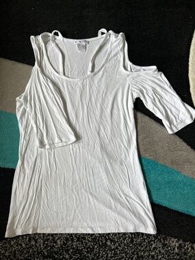 White cold shoulder shirt